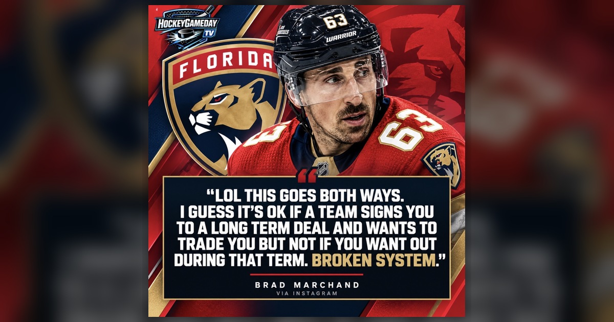 Brad Marchand quote graphic about Gary Bettman and NHL no-trade clauses